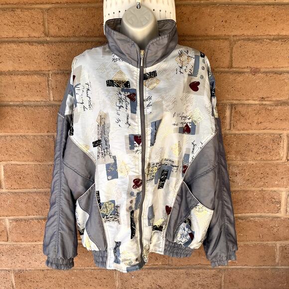 Vintage 90s Westport Ltd Shimmery Taupe Nylon Windbreaker Jacket Womens L - Picture 7 of 11